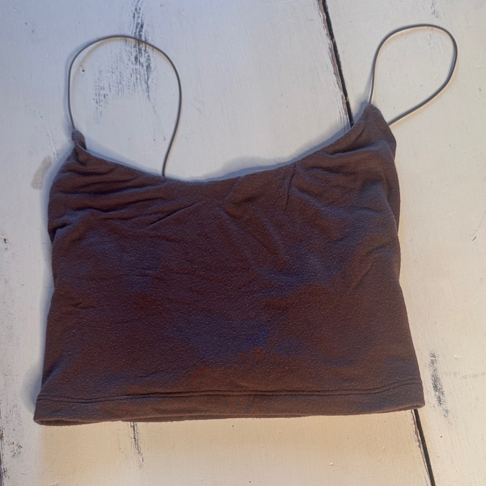 Joah Brown Brown Spaghetti-Strap Cropped Camisole